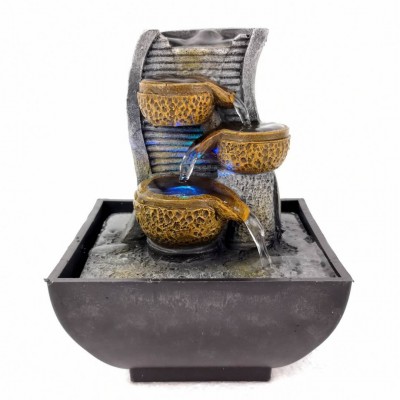 custom resin rockery waterfall indoor mini tabletop water fountain with crystal ball