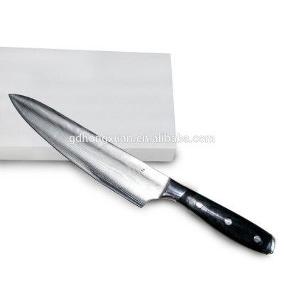 Premium Damascus stainless steel kitchen chef knife colour wood handle heavy duty sturdy razor blade extra sharp cutlery