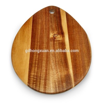 High quality acacia wood round pizza paddle peel platter sturdy thick hanging cheese cutting board for kitchen, restaurant