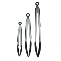 Set of 3 Stainless Steel Silicone BBQ Kitchen Tongs 7 inch 9 inch and 12 inch