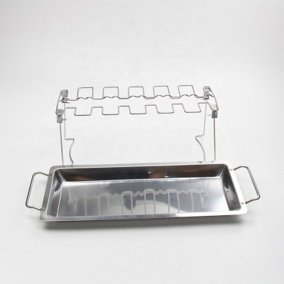 Chicken Leg Wing Rack Stainless Steel for Grill Smoker or Oven with Drip Pan for Vegetables Collapsible Easy to Store